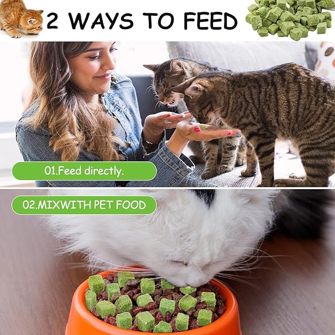 HavenJanny 60g Cat Grass Treats for Cats, Freezed Drying Cat Grass Teething Stick Snacks for Kitty, Edible Cats Chew Toys for Teeth Cleaning and Hairball Removal