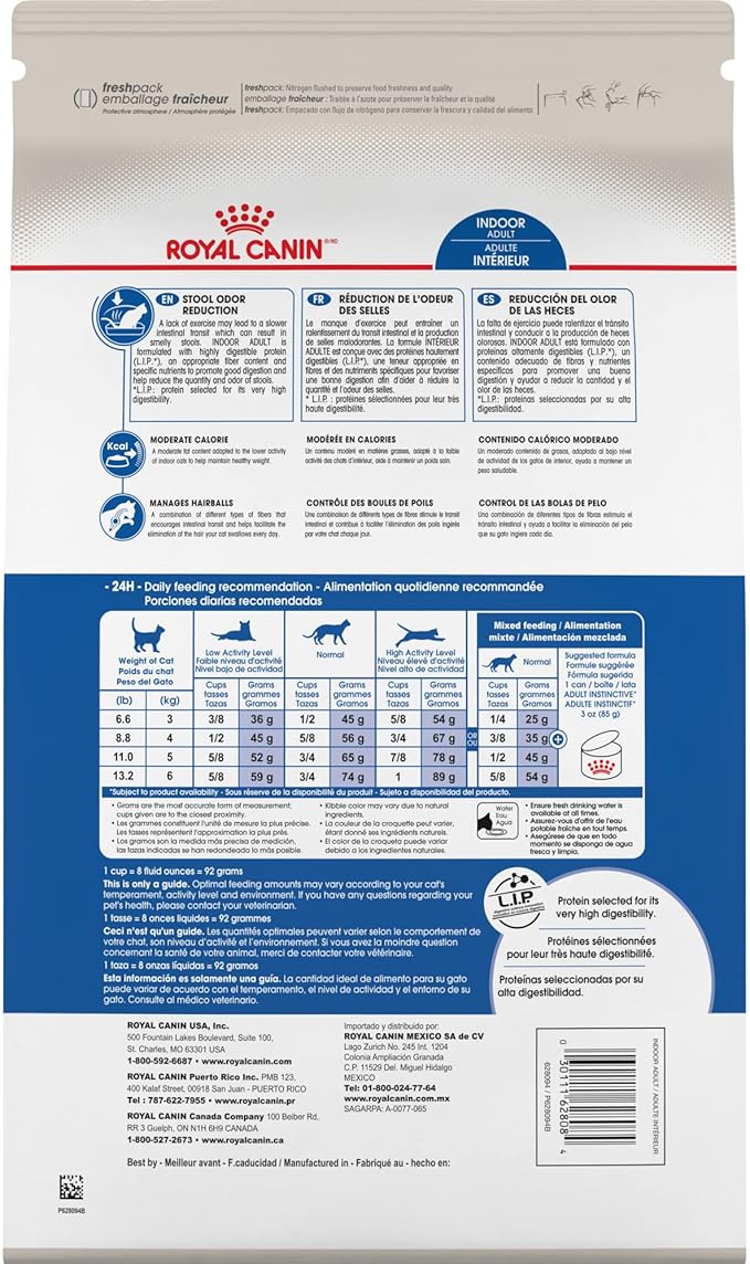 Royal Canin Feline Health Nutrition Indoor Adult Dry Cat Food, 15 lb Bag