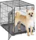 MidWest Homes for Pets 24-Inch iCrate Folding Dog Crate with Divider Panel, Leak-Proof Tray & Secure Latches – Metal Wire Kennel for Small Breeds – Portable, Durable & Easy to Assemble