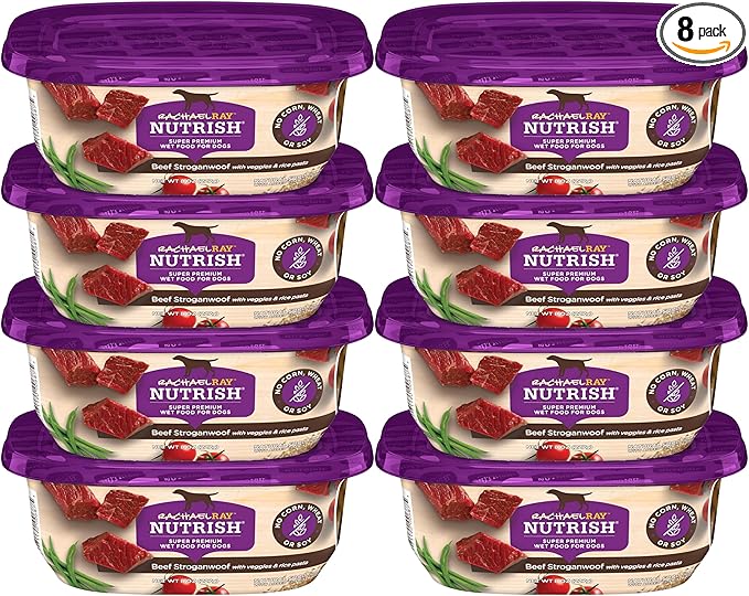 Nutrish Wet Dog Food Tubs, Beef Stroganwoof Recipe, 8 Ounce Tub (Pack of 8) (Rachael Ray)