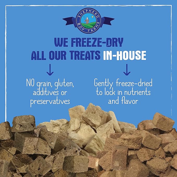 Shepherd Boy Farms Freeze Dried Dog and Cat Treats, Beef Liver, All Natural Single Ingredient Freeze-Dried Dog Treat & Snacks, Made in USA, High Protein, Essential Nutrition of Raw Food, 8oz