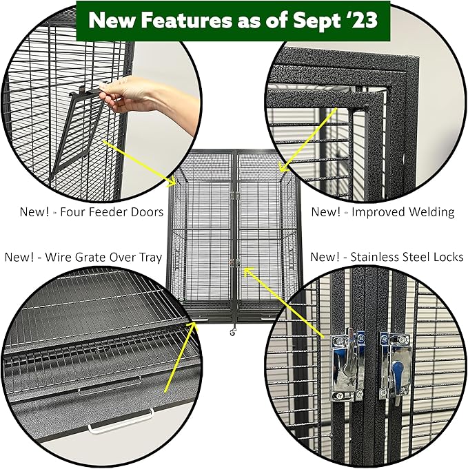 Exotic Nutrition Borneo Small Animal Cage - for Sugar Gliders, Squirrels, Marmosets & Other Small Pets (Cage + Add-On)