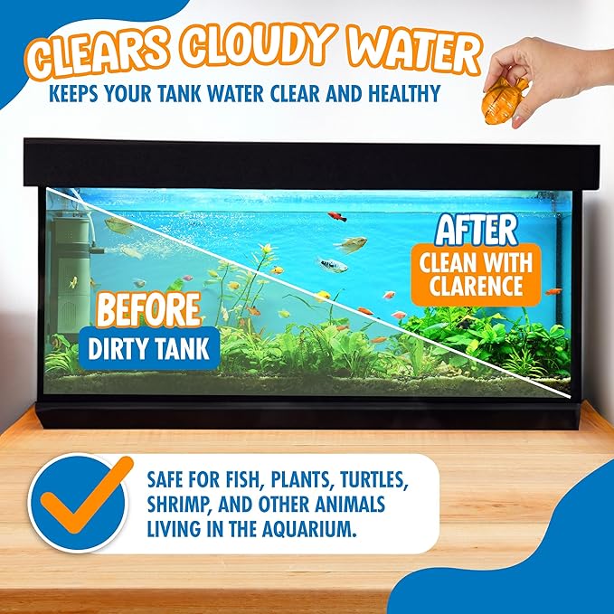 Aquarium Water Clarifier | Clear Cloudy Fish Tank Water Treatment, Safe for Freshwater & Saltwater Fish and Plants - Orange, 3 Pack