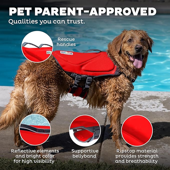 Outward Hound Dawson Swim Red Dog Life Jacket, Large