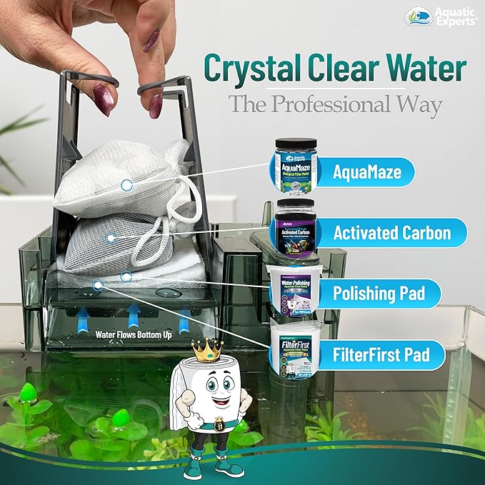 Aquatic Experts Aquarium Filter Floss for Fish Tank Filters - FilterFirst Aquarium Filter Pad - Media Roll for Crystal Clear Water, 12" x 12' x ½ to ¾ Thick