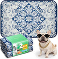 FXW Washable Pee Pads for Dogs, Puppy Pads with Super Absorbent, Specifically Designed for 36inch Cages, 23" x 35" Rectangle, Mandala Blue, 2 Packs