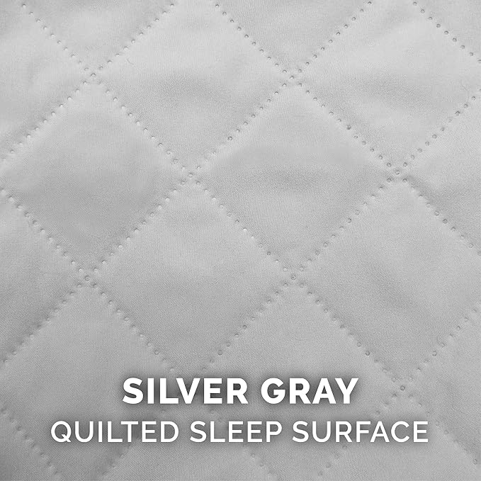 Furhaven Replacement Dog Bed Cover Quilted Sofa-Style (COVER ONLY), Machine Washable - Silver Gray, Jumbo Plus (XX-Large) (53" x 40")