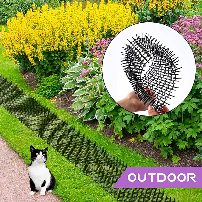 Bundle of 12 Pack Cat Scat Mat with Spikes and 12 Pack Cat Deterrent Mat Outdoor Indoor