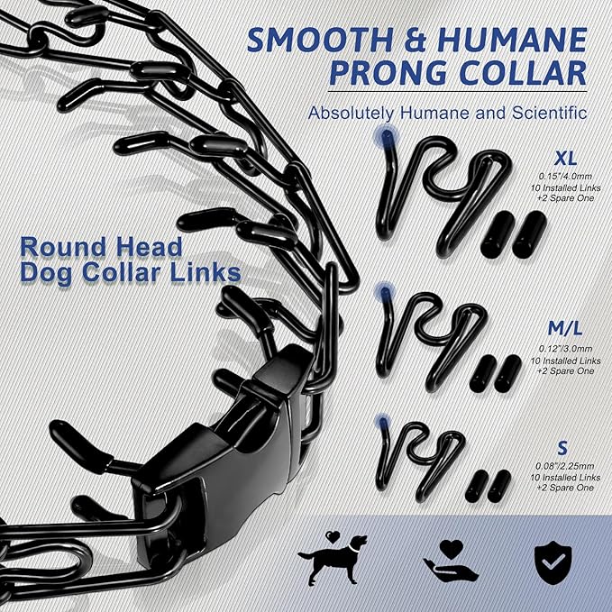 Pinch Collar for Dogs, Prong Training Collar with Quick Release Buckle for Dog Pulling Behavior Correction, Adjustable Pinch Leashes (Small / 12.5-18" Neck Size)