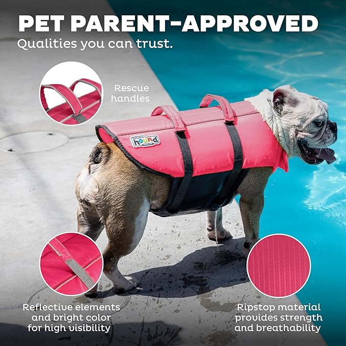 Outward Hound Granby Splash Pink Dog Life Jacket, XL