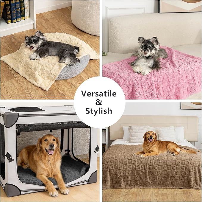gogobunny Calming Plush Dog Cat Blanket 300GSM Coral Fleece, Ultra-Soft Machine Washable Pet Bedding for Small Medium Dogs Cats Puppies Kittens (Pink, 60x80)