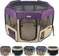 EliteField 2-Door Soft Pet Playpen (2 Year Warranty), Exercise Pen, Multiple Sizes and Colors Available for Dogs, Cats and Other Pets (62" x 62" x 24"H, Purple+Beige)
