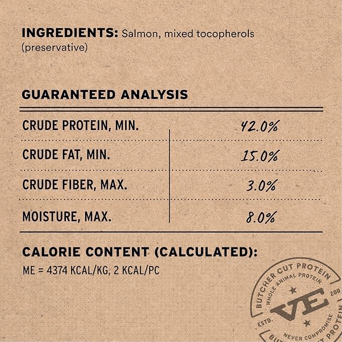 Vital Essentials Freeze Dried Cat Treats | Salmon Bites, Single Protein | Premium Quality | Grain Free, Crunchy Cat Treats, 1.1 oz Bag