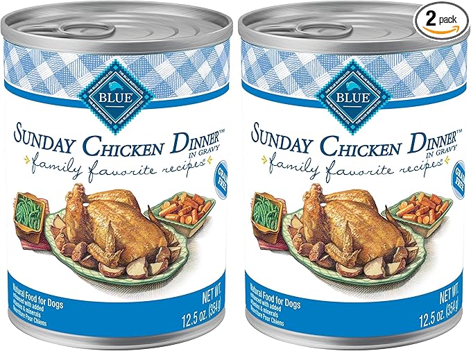 Blue Buffalo Family Favorites Adult Wet Dog Food, Made with Natural Ingredients, Sunday Chicken Dinner, 12.5-oz Can, 12 Count (Pack of 2)