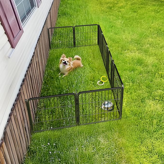 FXW Rollick Unleashed Dog Playpen for Indoor, Yard, RV Camping, 24 inch 8 Panels for Small and Puppy Dogs, Black│Patented