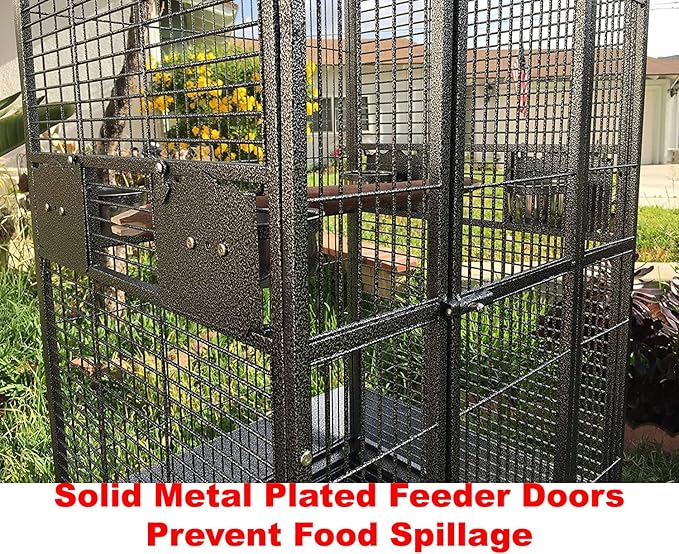 X-Large Elegant Play Top Bird Cage Parrot Finch Macaw Cockatoo Bird Wrought Iron Rolling Cage 28" x 22" x 75"H