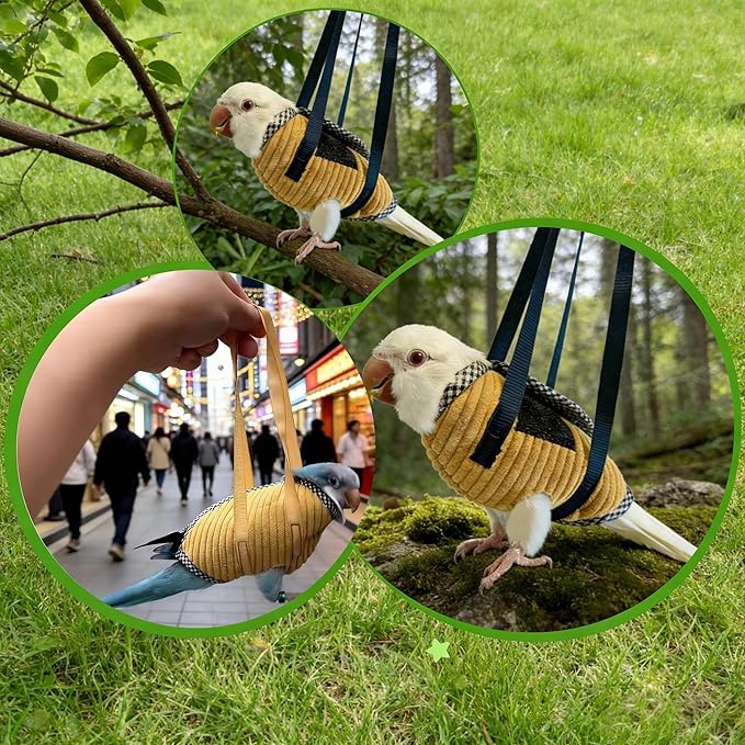 DRESSO Portable Bird Traval Carrier Bag, Escape Resistant Outdoor Harness Vest for Small Medium Parrots, Cockatiel, Budgie, Random Color(Medium)
