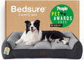 Bedsure SupportMax Orthopedic Dog Beds Large Sized Dog - Extra Thick Supportive Large Dogs Bed with Waterproof Washable Cover, L Plus Comfort Pet Sofa with Soft Sherpa and Nonskid Bottom, Grey, 38"