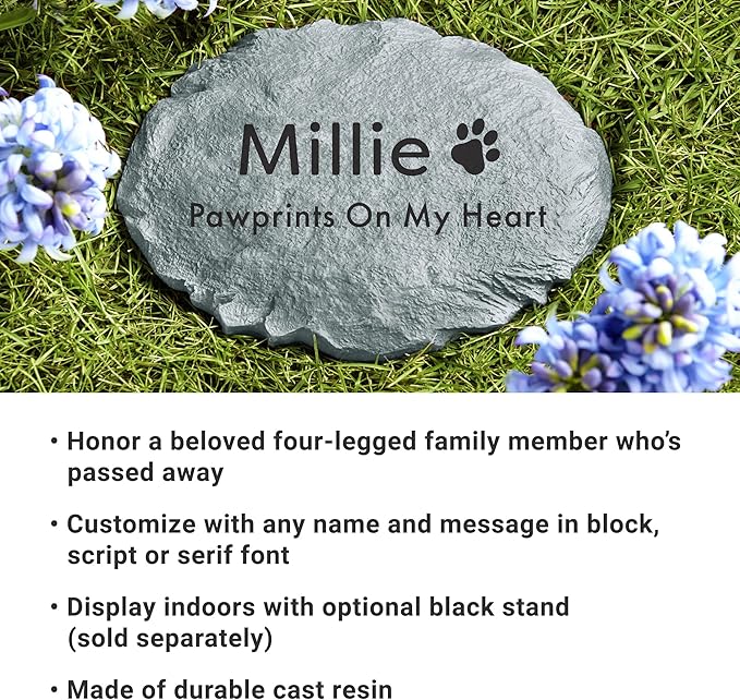 Let's Make Memories Personalized Dog or Cat Memorial Garden Stone - Forever Remembered- Script Font