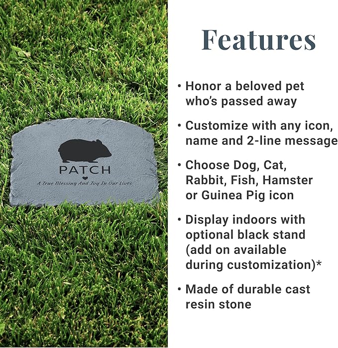 Let's Make Memories Personalized Memorial Garden Stone - Pet Silhouette - in Loving Memory - Fish