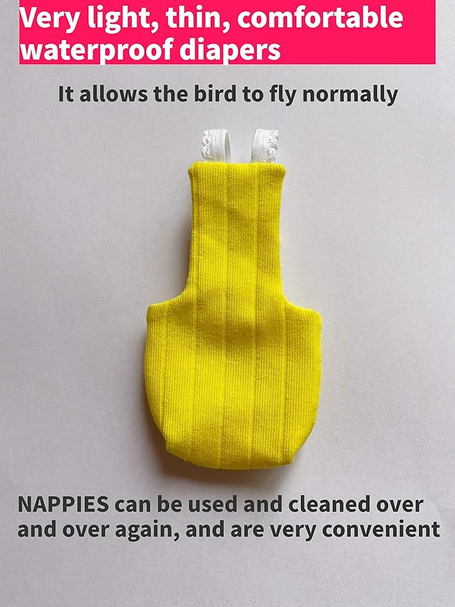 Parrot Bird Diapers, Birds Flight Suit, Parrot Clothes, Pet Animal Costumes, Bird Clothes, Cockatiel Bird Diaper, Pet Bird Diapers, Parrot Flight Suit, Bird Parrot Clothes (Yellow, 4XL)