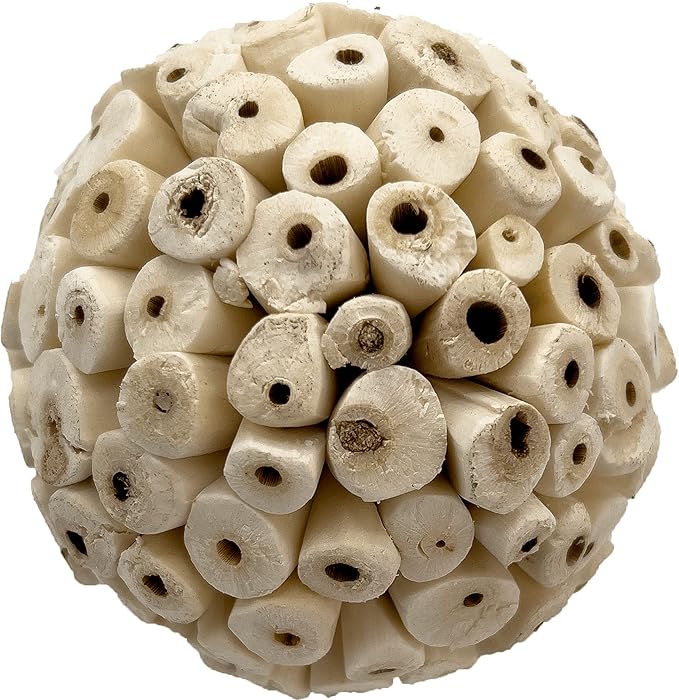 5109 Mega 4 Inch Sola Ball Pk3 - Huge handmade natural sola wood balls, Made from air dried pieces of natural sola wood, Break up for extra material, Foraging fun for large pets Macaw Cockatoo Grey