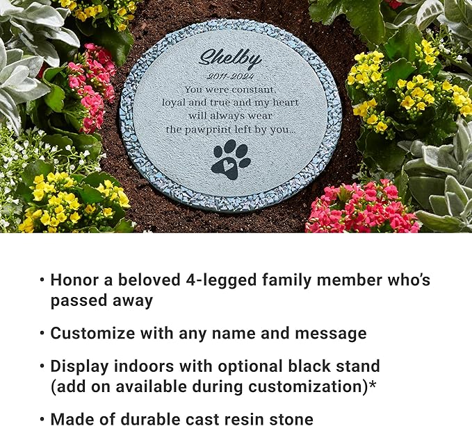 Let's Make Memories Personalized Pet Memorial Garden Stone - in Loving Memory - Dog or Cat Memorial