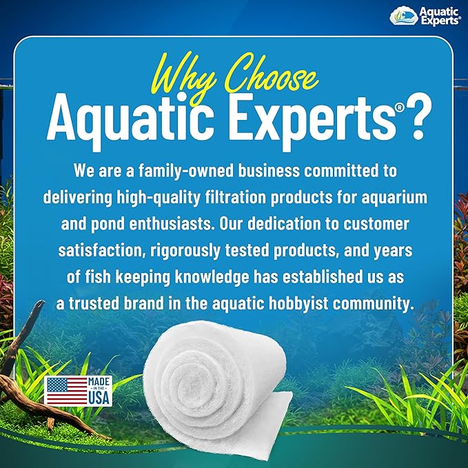 Aquatic Experts Aquarium Filter Floss for Fish Tank Filters - FilterFirst Aquarium Filter Pad - Media Roll for Crystal Clear Water, 3/4" - 1" Thick (12 Inch Wide, 72 Inch Long)