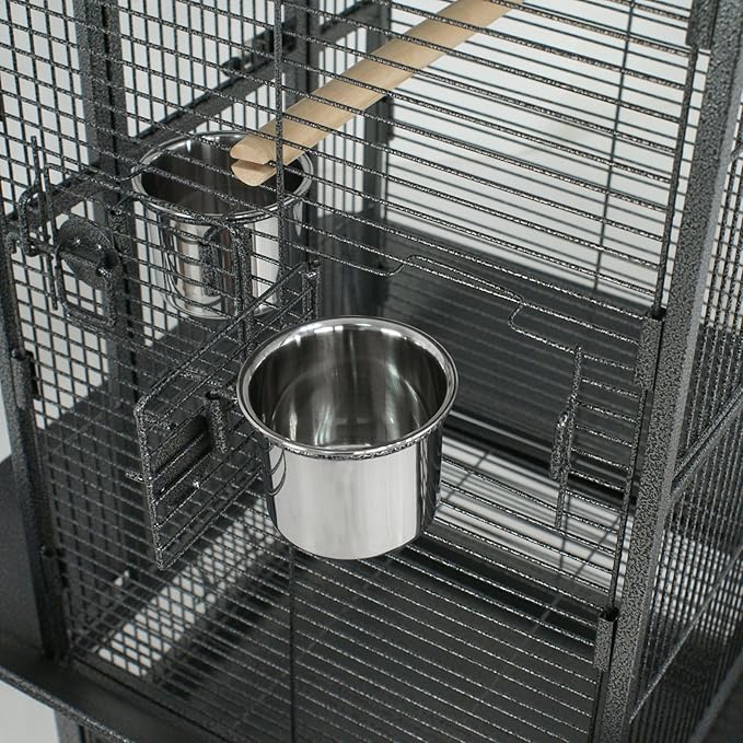 LEMY 61 inch Iron Play Top Bird Cage Large Pet Cage Birdcage with Stand Chinchilla Macaw Cockatiel Cockatoo Finch Parakeet Pet House (61 inch)