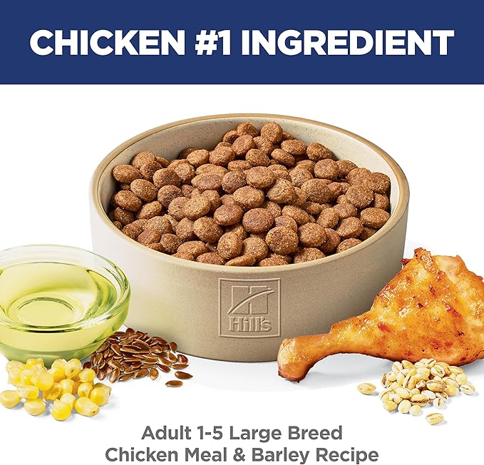 Hill's Science Diet Large Breed Adult Dry Dog Food 1-5, Quality Protein for Joint Support & Lean Muscles, Chicken & Barley, 45 lb. Bag
