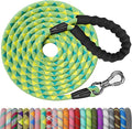 NTR Long Dog Leash,15FT Rope Leash for Dog Training with Swivel Lockable Hook,Reflective Threads and Comfortable Handle,Dog Lead for Walking,Hunting,Camping for Medium and Large Dog, Teal/Yellow