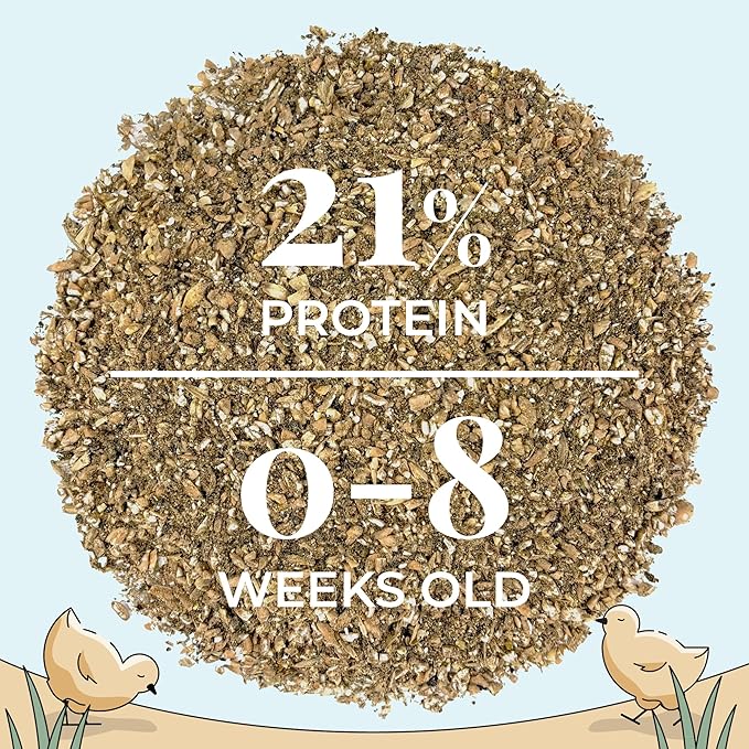 Mile Four Organic Chicken Feed – Starter Chick Mash, Non-GMO, USA Grown, 21% Protein, Corn-Free, Soy-Free, Non-Medicated Chick Feed, 2 lb Sample