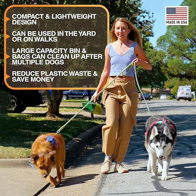 Neater Pet Brands Lift N’ Bag 2.0 Dog Pooper Scooper with Bag Attachment for Small to Large Dogs, New & Improved Design, 195 Refill Bags, Heavy Duty Dog Poop Scooper for Yard & Walks, One-Hand Use
