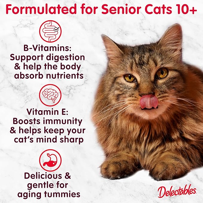 Hartz Delectables Savory Broths Senior 10+ Chicken & Tuna Lickable Cat Treat, 12 Pack