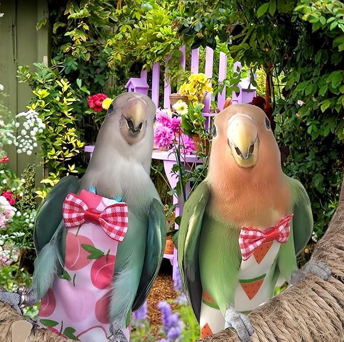 6 Pcs Bird Diapers Bird Harness Flight Suits Diapers Reusable Parrot Nappy with Waterproof Inner Layer Washable Cute Urine Wet Suit Costume for Cockatiel Conure Budgie Macaw Parakeet, S