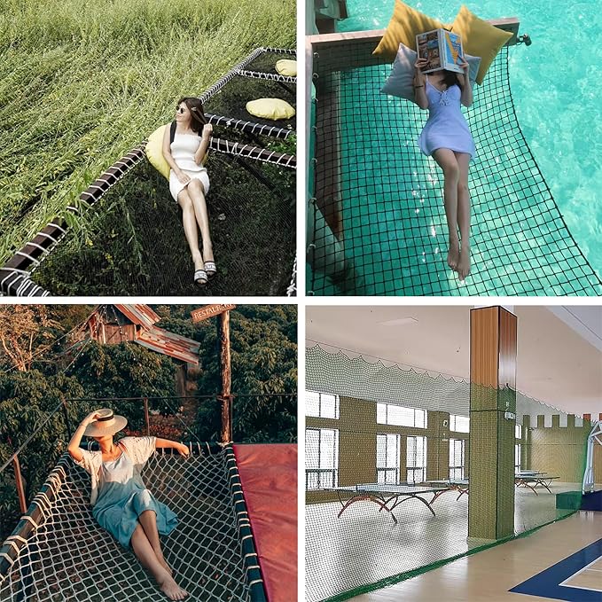 Store Partition Net In Black Knotless Polyester,Scenic Area Fall Protection Nets Mesh Hammock,Balcony Stairs Safety Protective Netting,Kids Playground Fence R(Size:6M×8M(19.7FT×26.2FT),Color:Black)