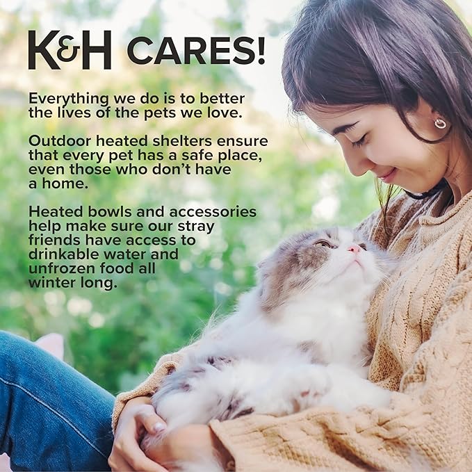 K&H Pet Products Heated Outdoor Cat House for Outside Pets in Winter, Weatherproof Outdoor House for Ferals, Insulated Kitty Shelter, 2 Doors, Waterproof Heated Cat Bed, Safety Listed - Olive/Olive