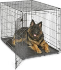 MidWest Homes for Pets 48-Inch iCrate for Extra-Large Breeds, 90-110 lbs, Single Door Folding Dog Crate with Divider Panel, Leak-Proof Tray & Secure Latches, Portable, Durable & Easy to Assemble
