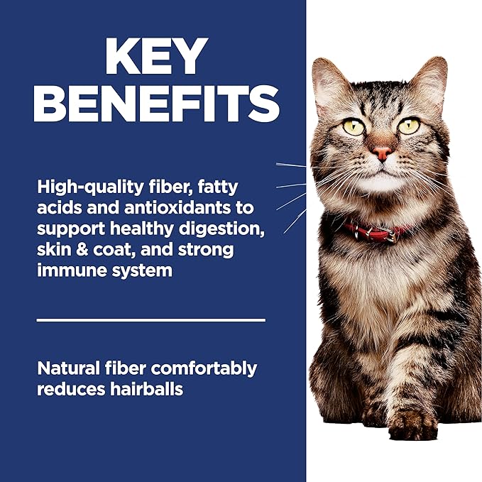 Hill's Science Diet Hairball Control, Senior Adult 7+, Hairball Control Support, Dry Cat Food, Chicken Recipe, 7 lb Bag