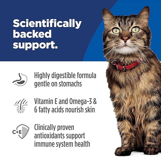Hill's Science Diet Sensitive Stomach & Skin, Adult 1-6, Stomach & Skin Sensitivity Support, Wet Cat Food, Chicken & Vegetables Minced, 2.9 oz Can, Case of 24