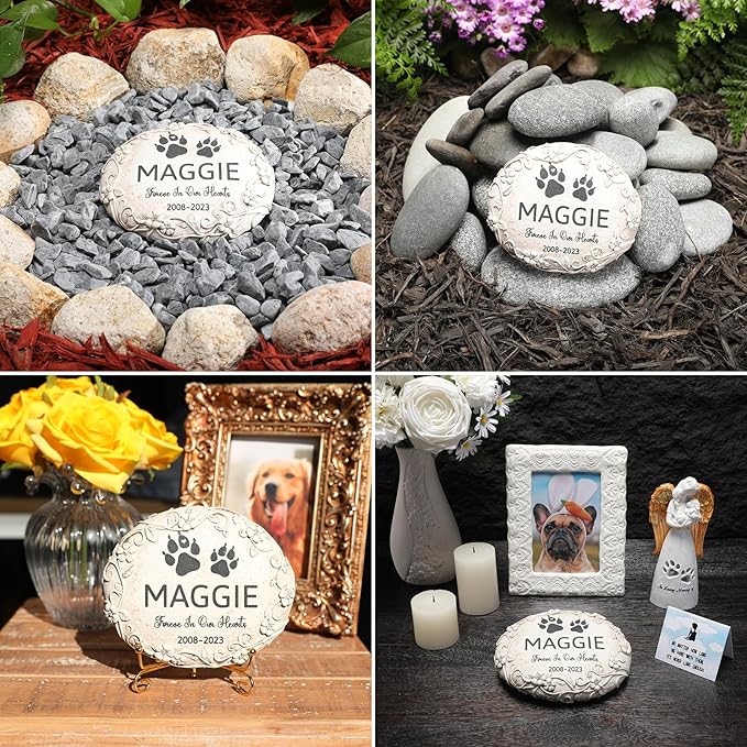 262 Personalized Dog Memorial Stone Designs – Outdoor Weatherproof Pet Memorial Stone for Headstone, Tombstone, Gravestone, and Grave Marker – Dog Memorial Gifts for Loss of Dog