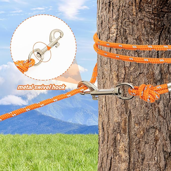 Reflective Cat Leash, 30ft Escape Proof Walking Lead Yard Long Leash, Extender Leash Training Playing Outdoor for Cats Puppy Kitten Small Dogs Rabbit Small Animals