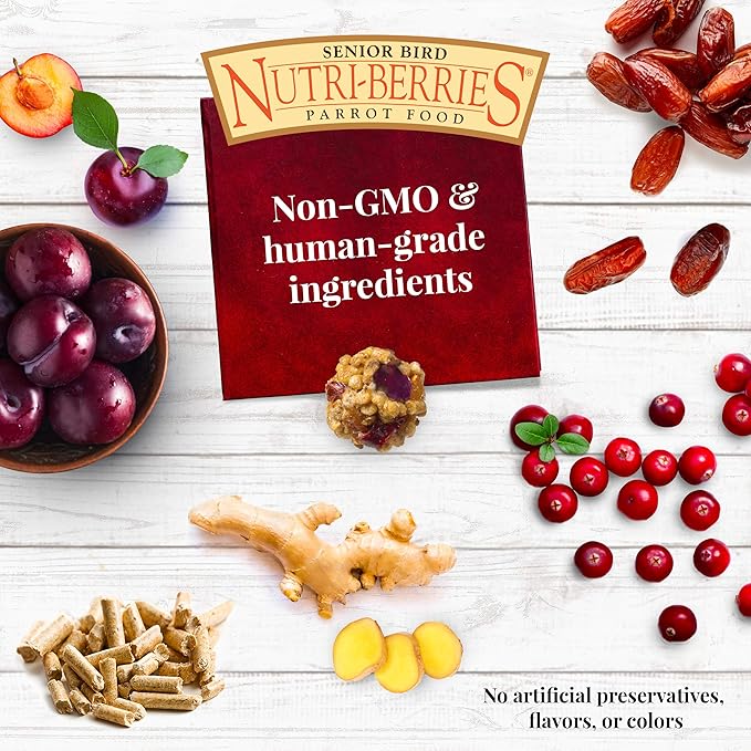 LAFEBER'S Senior Bird Nutri-Berries Pet Bird Food, Made with Non-GMO and Human-Grade Ingredients, for Macaws & Cockatoos, 3 lb