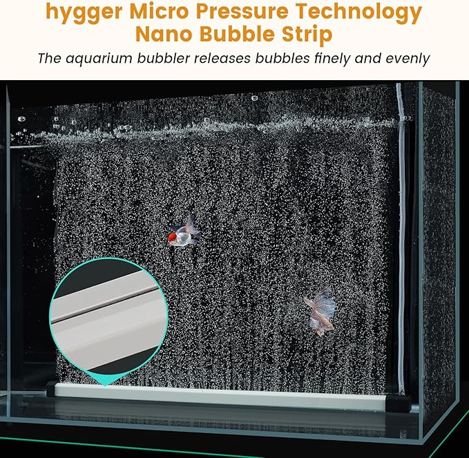 hygger Aquarium Bubble Strip, Nano Air Bubble Curtain Wall Aquarium Air Stone Kit, Quiet High Dissolved Oxygen Diffuser Fish Tank Bubbler Decorations for Freshwater Saltwater (5.9 Inch)