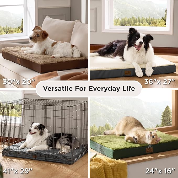 Bedsure Dog Beds Large Sized Dog - Extra-Large Orthopedic Waterproof Puppy Bed with Removable Washable Cover, Egg Crate Foam Pet Mat, Suitable for Pet Up to 100 lbs