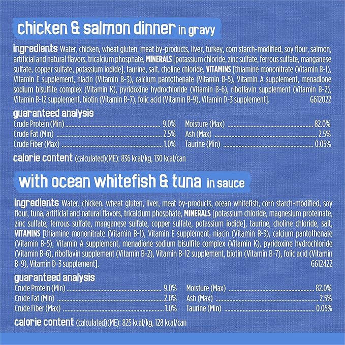 Friskies Purina Gravy Wet Cat Food Variety Pack,Savory Shreds with Beef,Turkey and Cheese Dinner,Chicken and Salmon Dinner,with Ocean Whitefish-and Tuna - 5.5 oz. Cans,(Pack of 64)