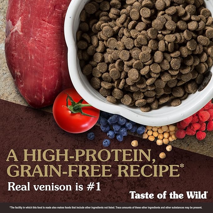 Taste of the Wild Grain Free High Protein Real Meat Recipe Pine Forest Premium Dry Dog Food, Venison, 14 pounds