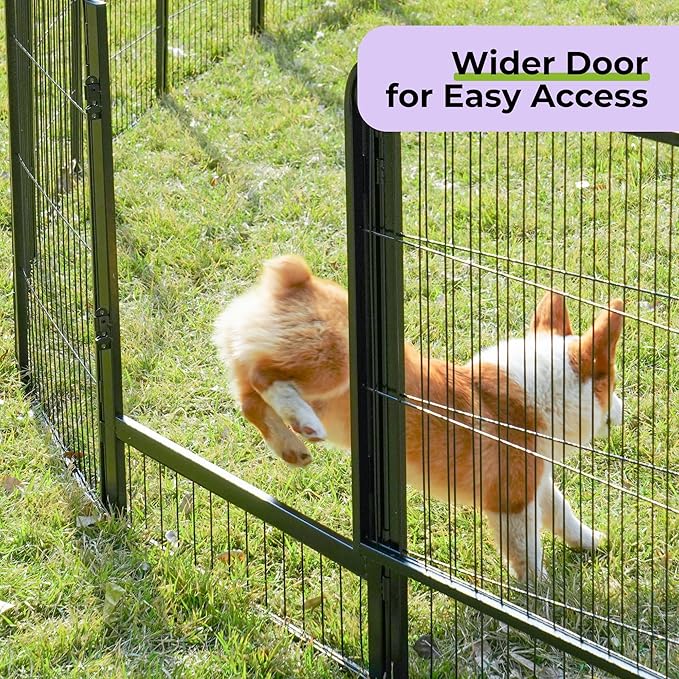 SunsGrove Dog Playpen Outdoor, Heavy Duty 24 Inch 16 Panels Dog Playpen for Small and Puppy Dogs, Free and Safe Play Dog Fence Indoor, Black