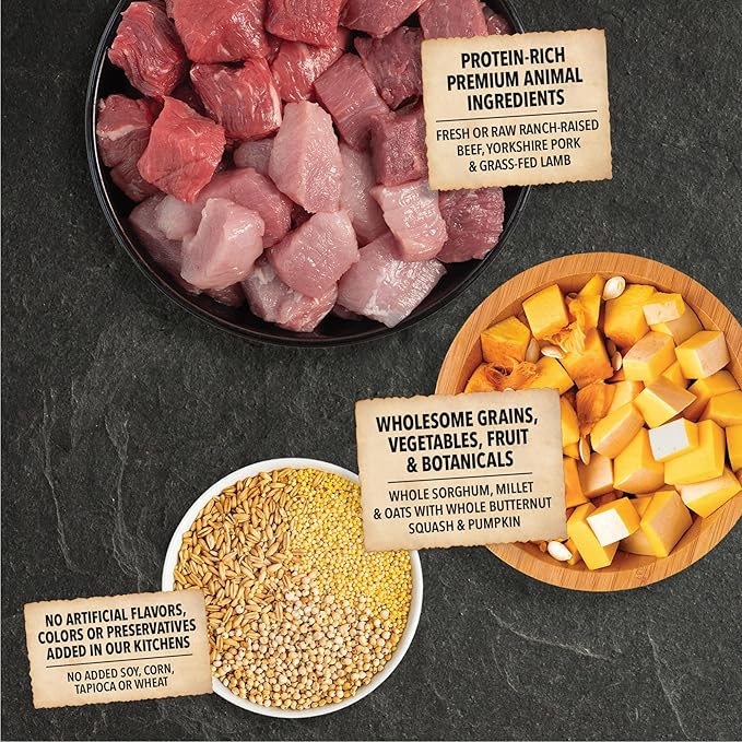 ACANA Wholesome Grains Dry Dog Food Red Meat & Grains Beef Pork & Lamb Recipe 4lb Bag