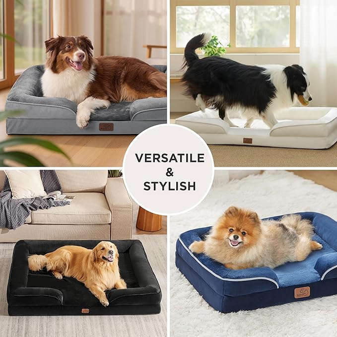 Bedsure Orthopedic Dog Bed Medium Size Dogs - Washable Medium Dog Cat Bed Waterproof, Comfort Pet Couch Sofa with Washable Removable Cover, Pets Bed with Nonskid Bottom, Hazel, 28"